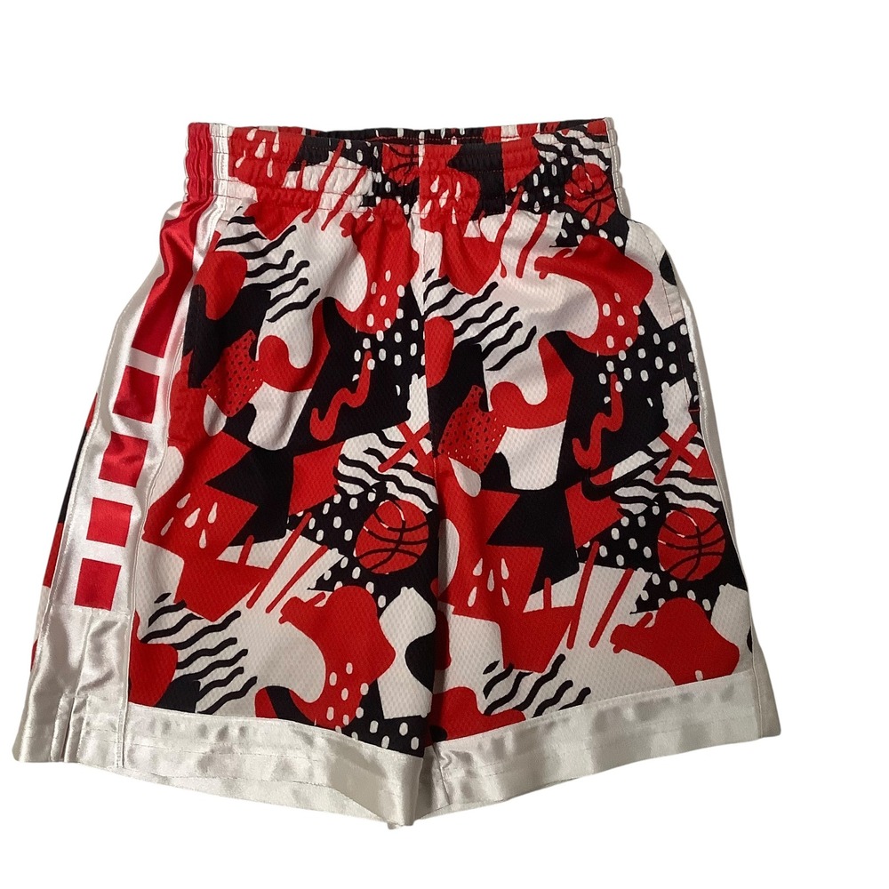 Nike Dri-FIT Basketball Shorts Mens Medium Red Black White Graphic Print Mesh